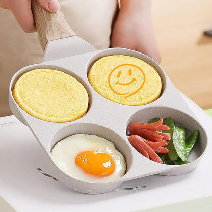 SKY-TOUCH 4 in 1 Fried Egg Pot, Non-Stick Frukost Pan, 4 Hole Round Fry Pan, Common for Induction Cooker and Gas Stove,19x35cm, Black