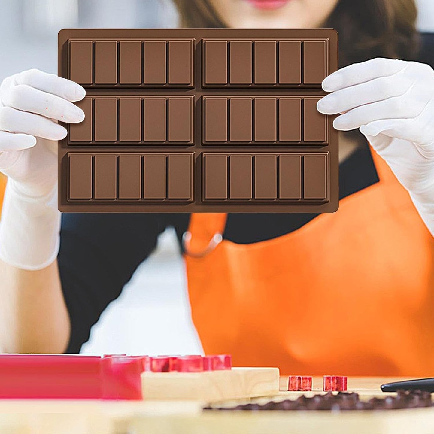 SKY-TOUCH 2 Packs Silicone Chocolate Molds, Food-Grade Rectangle Molds for Chocolate,Sweet, Wax Melts & More, BPA-Free, Heat & Freeze Safe