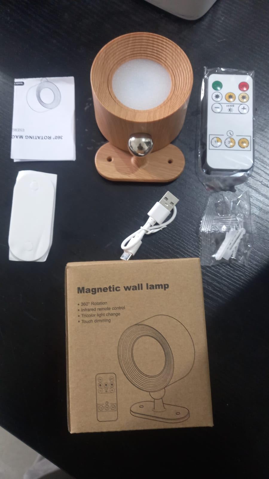 SKY-TOUCH LED Wall Mounted Light, Rechargeable Magnetic 360° Rotation Night Light, Battery Operated Wall Sconce with 3 Color Temperatures & Dimmable, Perfect for Bedroom Bedside