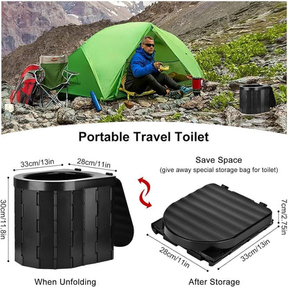 SKY-TOUCH Portable Camping Toilet, Foldable Travel Commode for Adults, Hiking, Road Trips, Beach, Emergency Use, Lightweight, Eco-Friendly