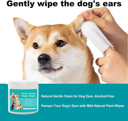 SKY-TOUCH Cat and Dog Ear Cleaning Wipes Disposable Pet Cleaning Wipes Gently Remove Odors Reduce Dirt and Earwax Buildup and Relieve Itching 50 PCS