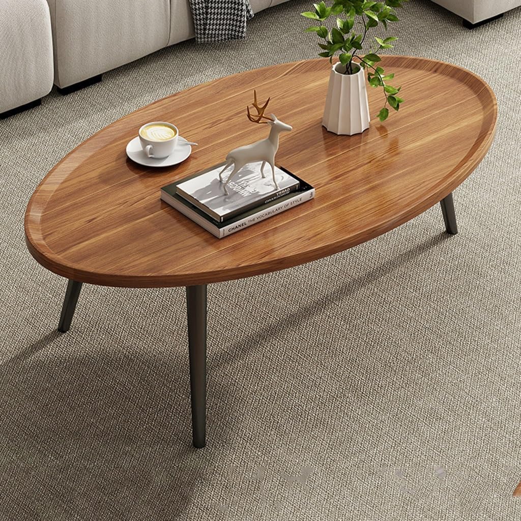 SKY-TOUCH Wooden Coffee Table Set – Modern Style Side Tables; Features Spacious Tabletops And Non-slip Tray Designs, With Steel Frames And Wooden Structures 50 x 50 x 47.5 cm & 80 x 55 x 38 cm