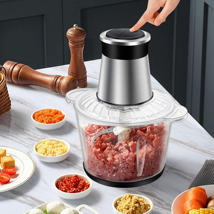 SKY-TOUCH Multi Chopper & Mincer,500W Food Grinder Chopper,2 Speed,6 Detachable SS Blades,for Chopping, Ice Crushing, Meat Mincing, Grinding, Pureeing,Anti Slip Ring,3L Working Capacity