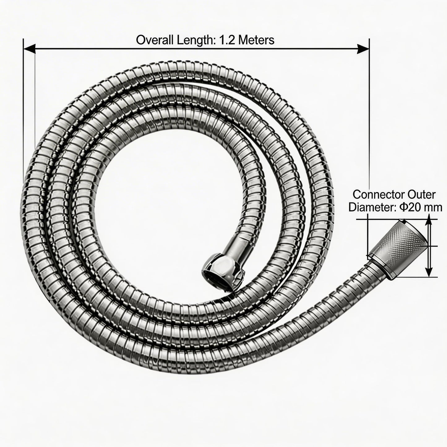 SKY-TOUCH 1.2M Stainless Steel Water Pipe, Durable Anti-Corrosion Flexible Hose with Copper Nut, Anti-Leakage and Pressure Resistant, Easy Installation