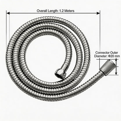 SKY-TOUCH 1.2M Stainless Steel Water Pipe, Durable Anti-Corrosion Flexible Hose with Copper Nut, Anti-Leakage and Pressure Resistant, Easy Installation