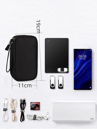 SKY-TOUCH Portable Waterproof Electronic Accessory Organizer Bag – Suitable for Cables, Chargers, Phones, Earphones, and More (Black)
