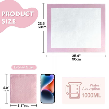 SKY-TOUCH 50 Pieces Baby Disposable Changing Mats,Waterproof Baby Changing Pads, 45x60 cm, Highly Absorbent Leakproof Changing Pad Baby, Ultra soft Diaper Changing Mat Underpads for Baby Pink