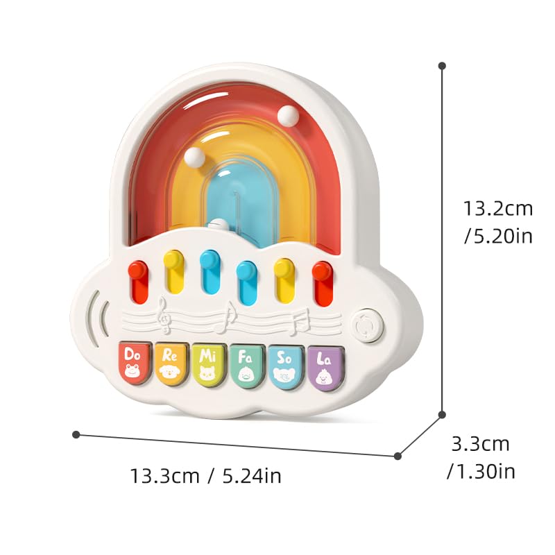 SKY-TOUCH 2 in 1 Baby Piano with Light Up Keyboard & Marble Game, 4 Modes Musical Learning for 12+ Months, Sensory Infant Gift for Boys & Girls