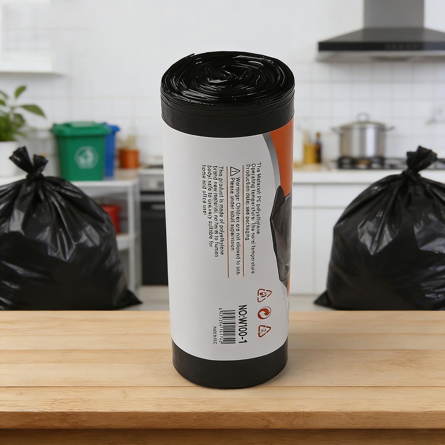 SKY-TOUCH 30-liter Garbage Bags, 3 Rolls Black Trash Bags, Trash Can Liners, Suitable for Bathroom, Bedroom, And Office Trash Cans, 50cm*60cm, 60 Pieces