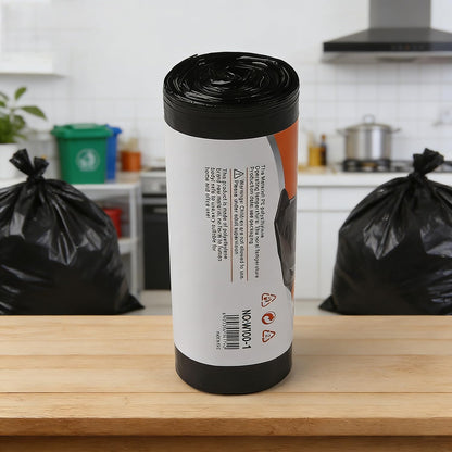 SKY-TOUCH 30-liter Garbage Bags, 3 Rolls Black Trash Bags, Trash Can Liners, Suitable for Bathroom, Bedroom, And Office Trash Cans, 50cm*60cm, 60 Pieces