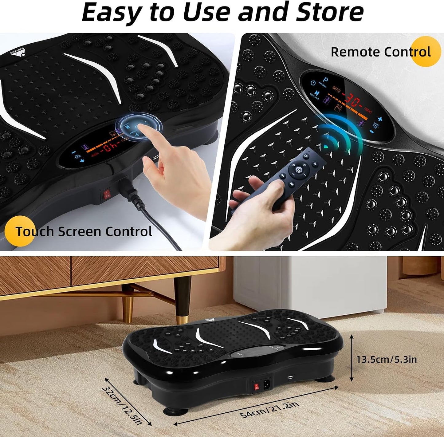 SKY-TOUCH Vibration Fitness Machine Home Vibration Workout Platform – Full-Body Vibration Plate with 120 Adjustable Speed Levels and Bluetooth – Suitable for Weight Loss, Body Toning, Skin Firming