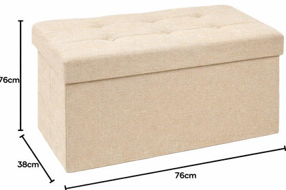 SKY-TOUCH Ottoman Seat Storage Stool, Folding Storage Ottoman Cube, Space-Saving Cube Footrest Seat for Bedroom, Hallway, Living Room,Beige,76 * 38 * 38cm(Capacity 150KG) 1 pack