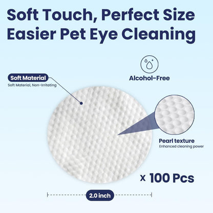 SKY-TOUCH Pet Eye Wipes,Pet Cleaning Wipes, soft and gentle, specially designed for cleaning pets' eyes. Sterile formula effectively removes eye dirt. Suitable for cats and dogs 100pcs