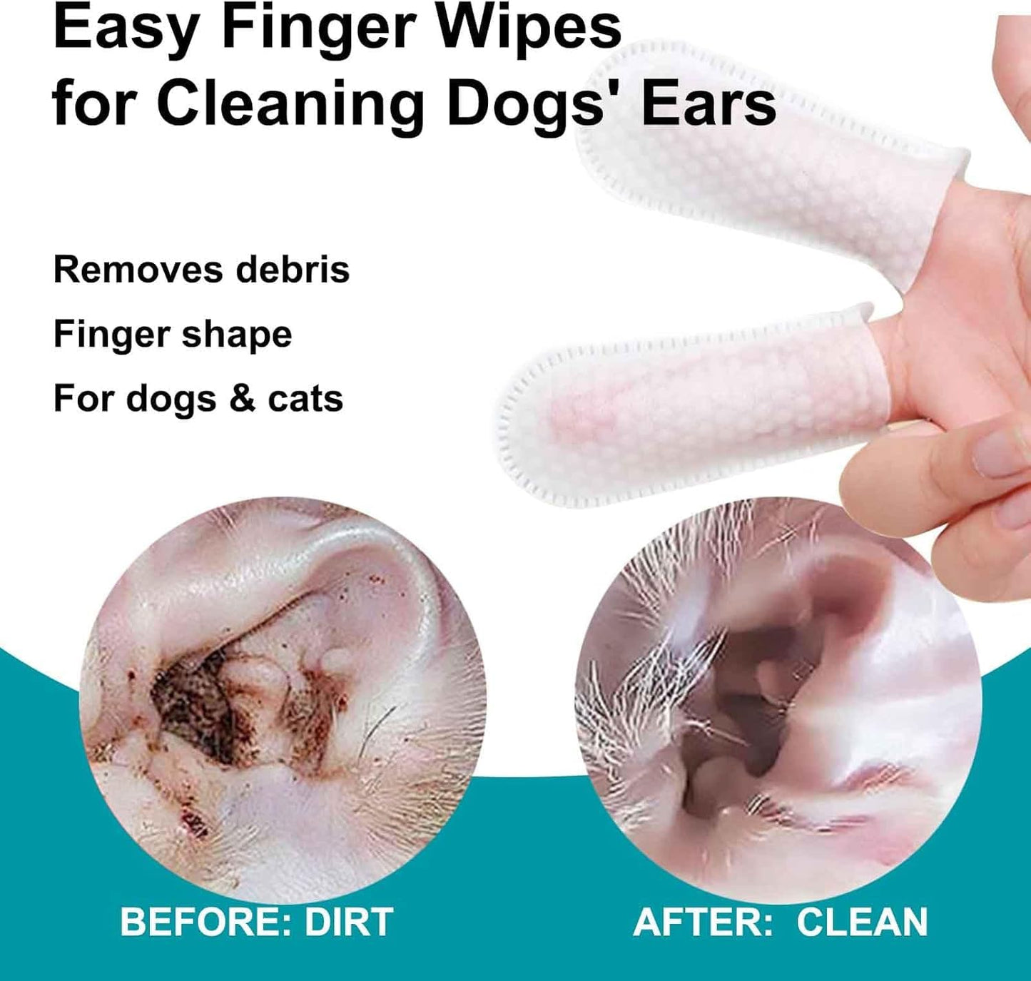 SKY-TOUCH Cat and Dog Ear Cleaning Wipes Disposable Pet Cleaning Wipes Gently Remove Odors Reduce Dirt and Earwax Buildup and Relieve Itching 50 PCS