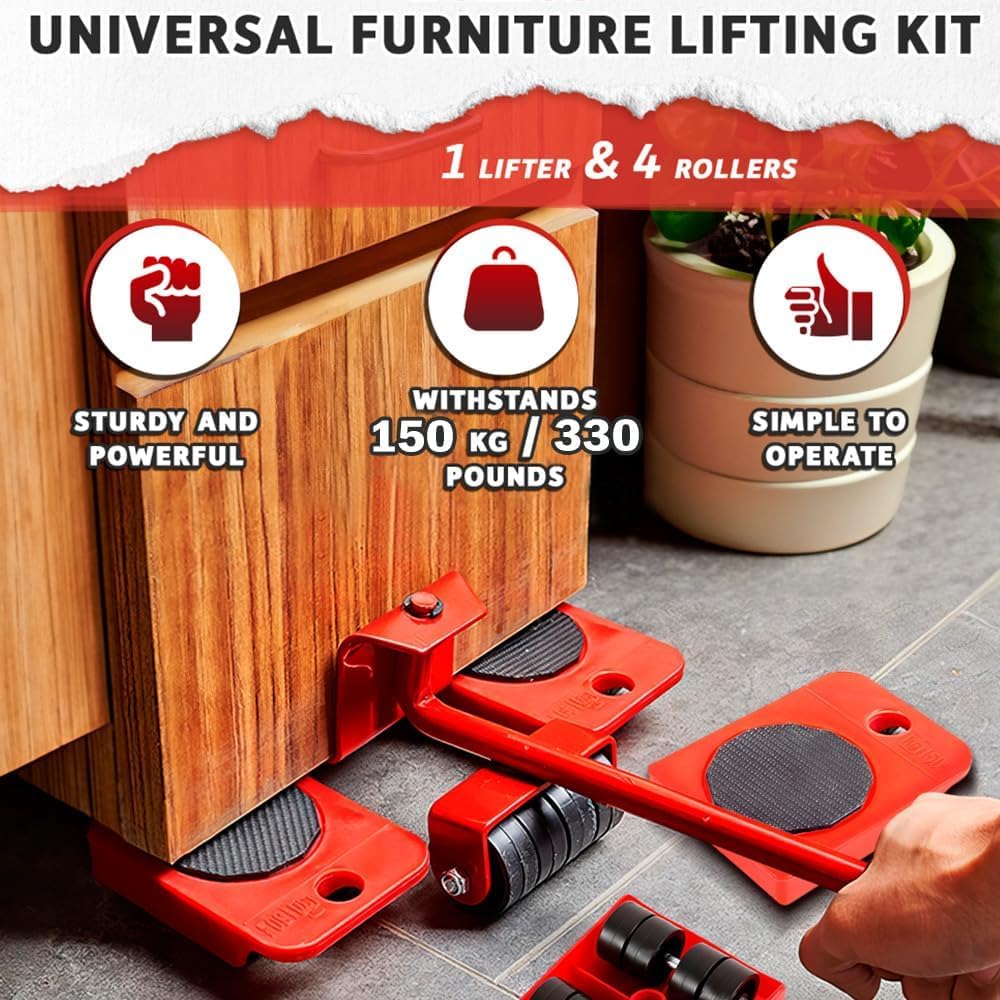SKY-TOUCH Furniture Lifter, 5 PCS Set Iron Furniture Moving Tools, Heavy-duty Moving Tools Easily Lift and Slide Sofas, Beds, Refrigerators, and Washing Machines