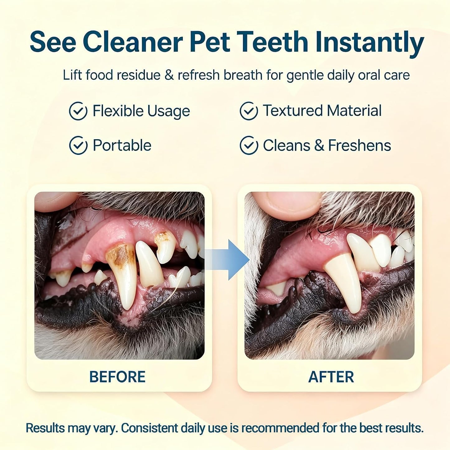SKY-TOUCH Pet Teeth Cleaning Finger Wipes for Dogs & Cats, Gentle Daily Oral Care Dental Wipes Helps Reduce Plaque Tartar & Freshens Breath, Dog Toothbrush Alternative for Puppies, 50 Count