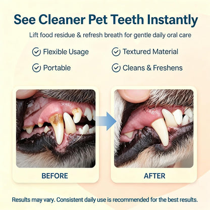 SKY-TOUCH Pet Teeth Cleaning Finger Wipes for Dogs & Cats, Gentle Daily Oral Care Dental Wipes Helps Reduce Plaque Tartar & Freshens Breath, Dog Toothbrush Alternative for Puppies, 50 Count