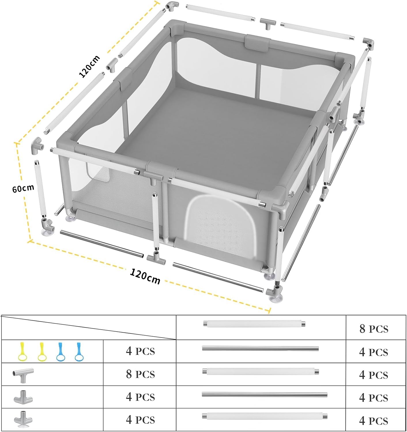 SKY-TOUCH Baby Playpen, Extra Large Playpen for Babies, Kids Safe Play Center for Babies with Breathable Mesh and Zipper Door，and Toddlers Gives Mommy a Break