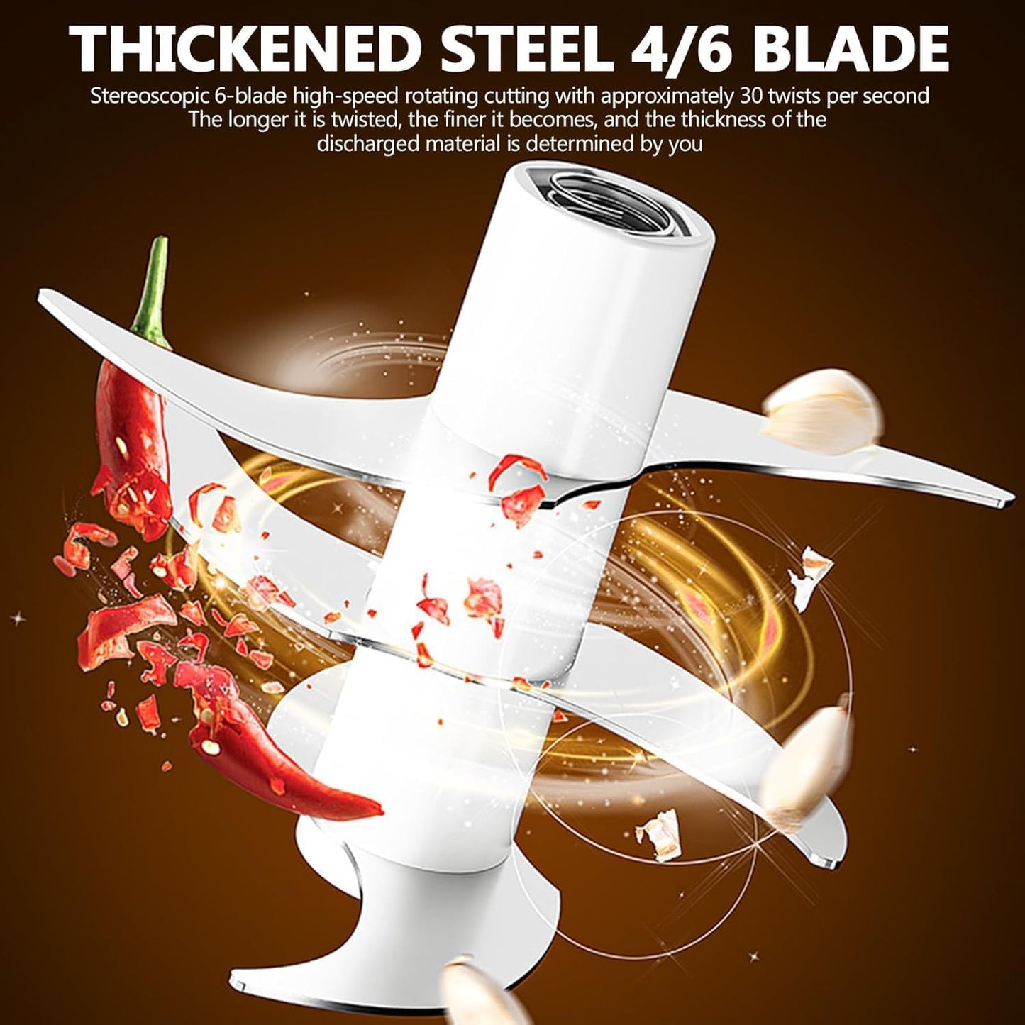 SKY-TOUCH Multi Chopper & Mincer,500W Food Grinder Chopper,2 Speed,6 Detachable SS Blades,for Chopping, Ice Crushing, Meat Mincing, Grinding, Pureeing,Anti Slip Ring,3L Working Capacity