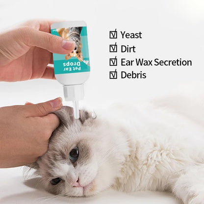 SKY-TOUCH Ear Cleaning Solution for Dogs & Cats (60ml) — Gently Dissolves Earwax | Features a Flexible Silicone Angled Tip; Mild, Moisturizing, And Non-irritating Formula