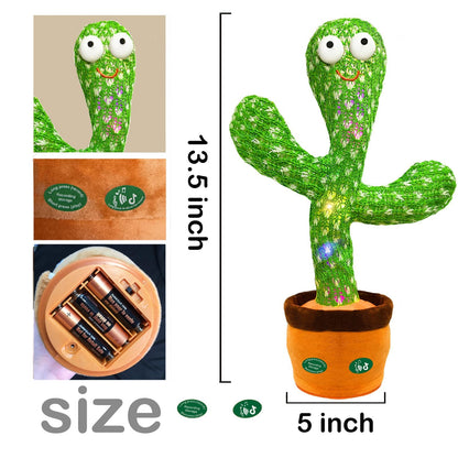Dancing Mimicking Talking Cactus Toy,Funny Gift for Toddler 1 2 3 Year Old Boy Girl,Singing Record Repeat What You Say Light Up Baby Infant Toys 6-12 12-18 Months (Volume Adjustment)