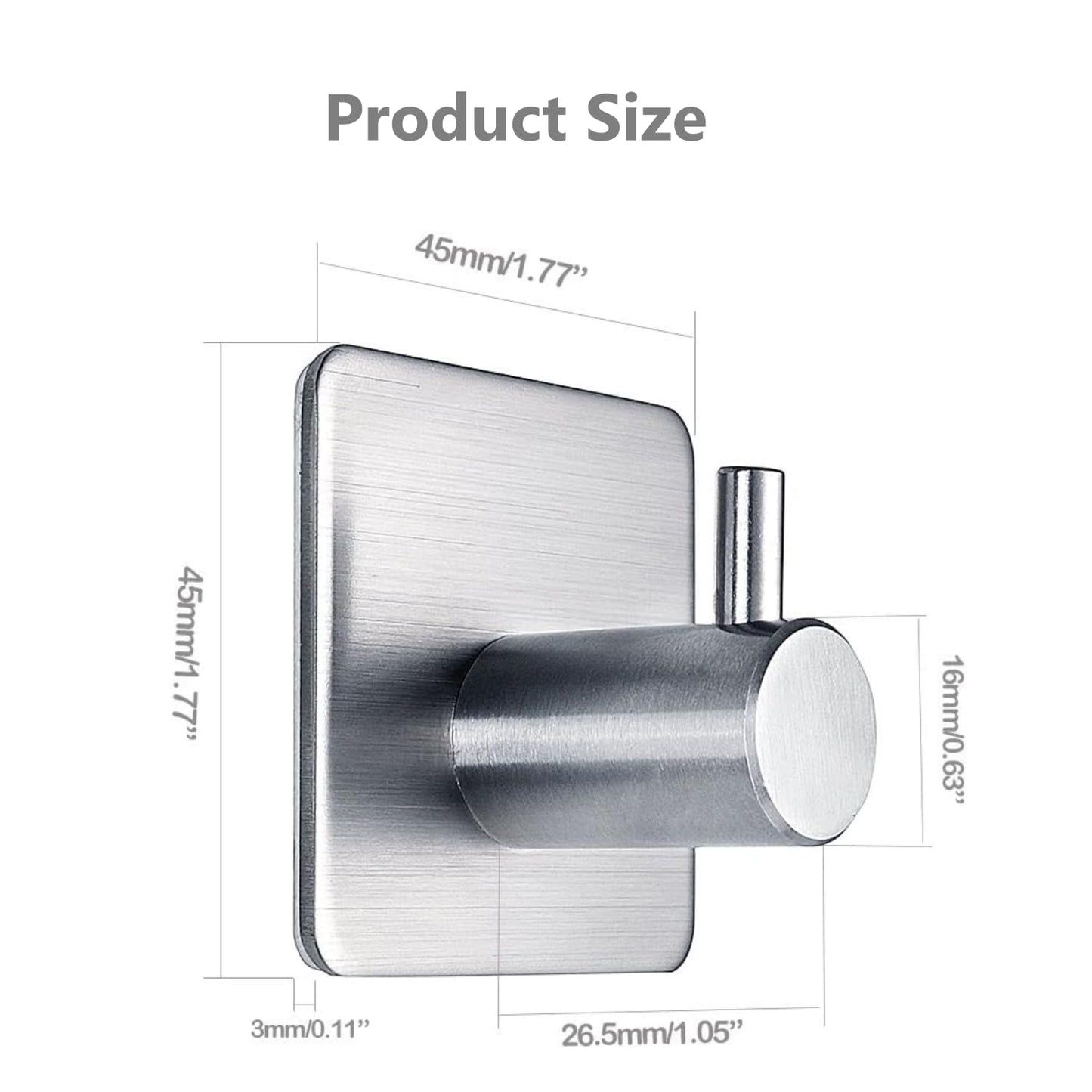 SKY-TOUCH Adhesive Towel Hooks 4pcs, Heavy Duty Wall Stainless Steel Hooks for Hanging Coat Clothes Towels Hat Bags for Home Entryway Bathroom Kitchen