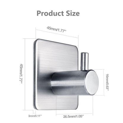 SKY-TOUCH Adhesive Towel Hooks 4pcs, Heavy Duty Wall Stainless Steel Hooks for Hanging Coat Clothes Towels Hat Bags for Home Entryway Bathroom Kitchen