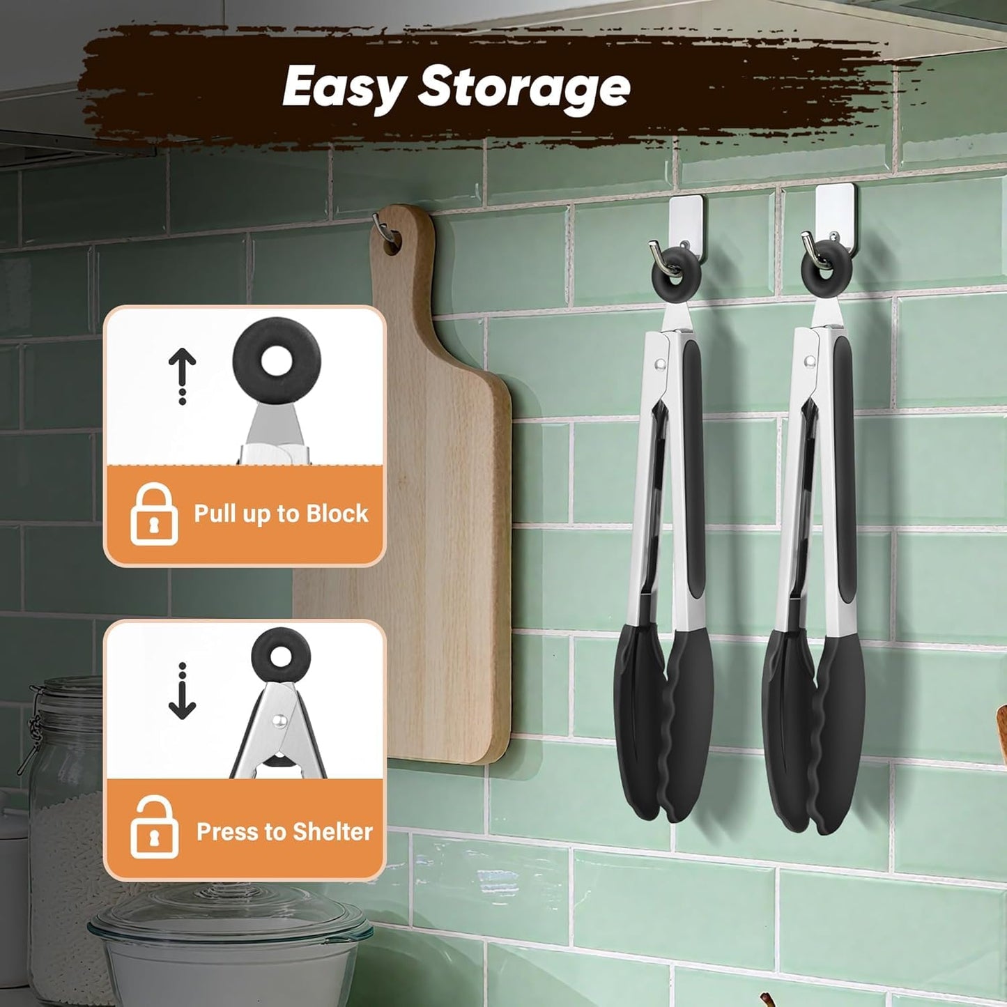 SKY-TOUCH 2 Pack Kitchen Food Tongs for Cooking, 9 Inch Non-Stick Silicone and Metal Tongs Easy Grip Locking Salad Tong Heat Resistant for BBQ Cooking Barbecue Steak and Serving Food Non Stick