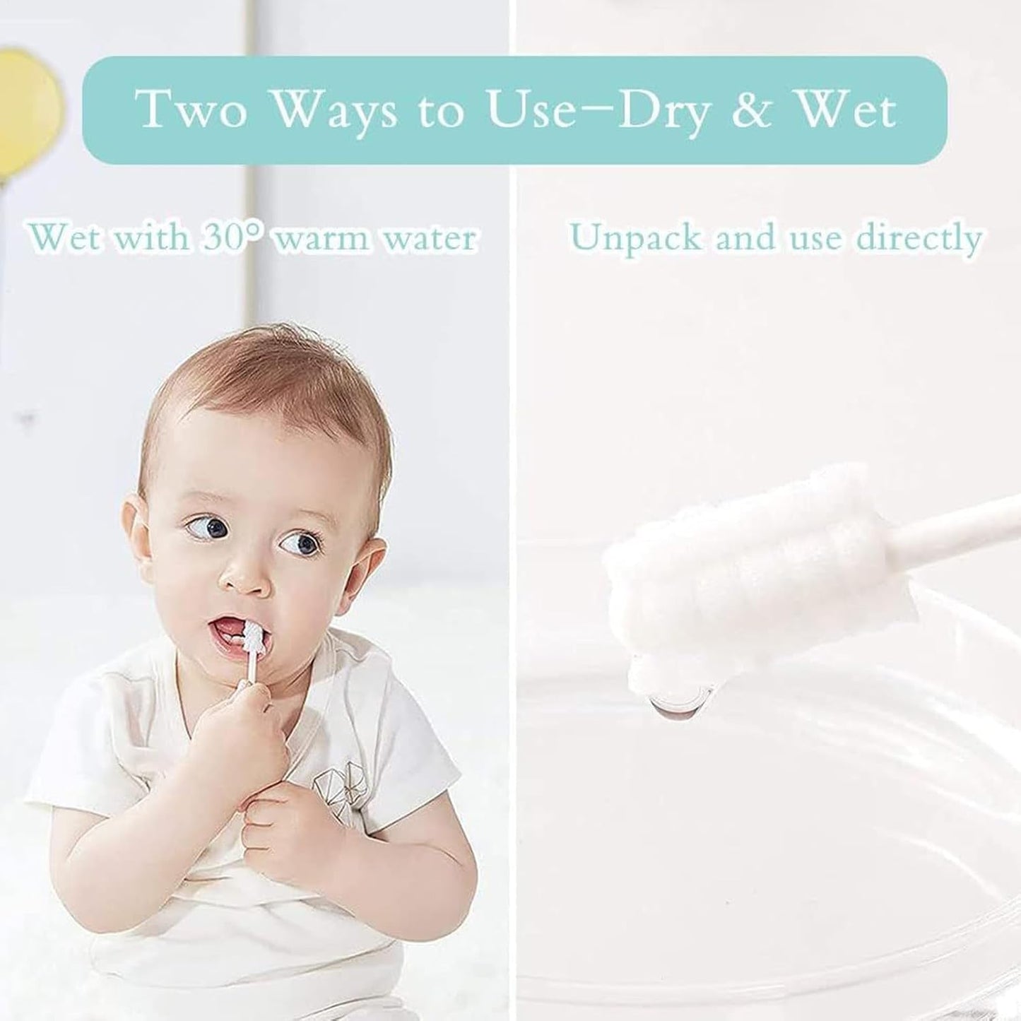 SKY-TOUCH 30PCS Baby Oral Cleaner, Newborn Tongue Cleaner, Soft Gauze Toothbrush, Suitable for Babies Aged 0-36 Months