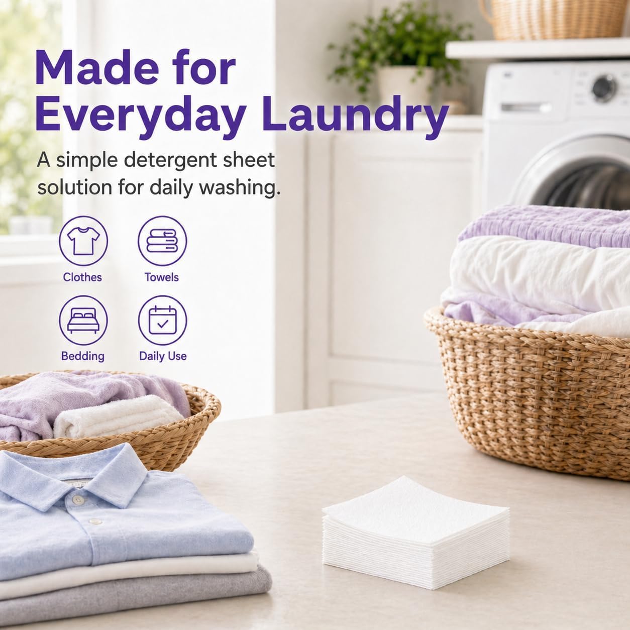 SKY-TOUCH 36pcs High-Strength Laundry Detergent Sheets, Fresh Scent Suitable for Dormitories, Universities, Homes, Hotels Travel