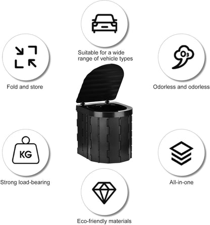 SKY-TOUCH Portable Camping Toilet, Foldable Travel Commode for Adults, Hiking, Road Trips, Beach, Emergency Use, Lightweight, Eco-Friendly
