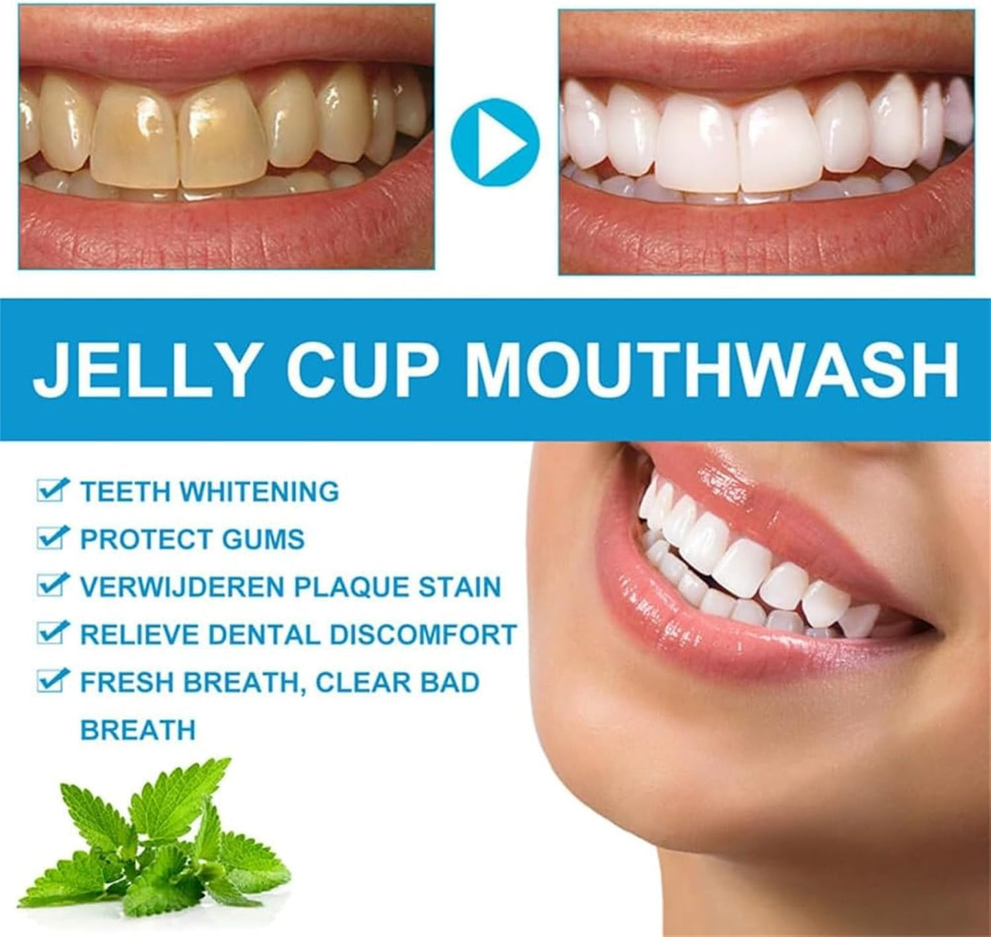 SKY-TOUCH 20 PCS 12ml Fruit Mint Flavor Mouthwash Jelly Cups, Portable Travel Oral Care, Alcohol-Free, Fresh Breath, Convenient Individual Packs