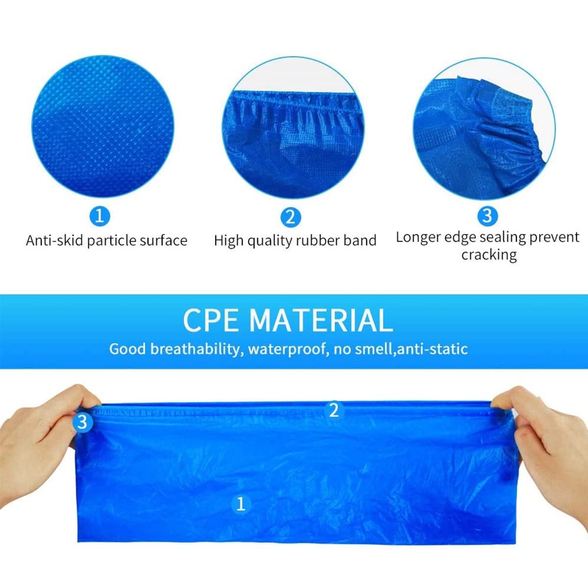SKY-TOUCH 200 Pack/100 Pair Disposable Shoes Covers Boot Cover Waterproof, Dust-proof, Non-slip Recyclable Shoe Booties, One Size Fit Most, Protect Your Shoes, Carpets and Floors, Blue