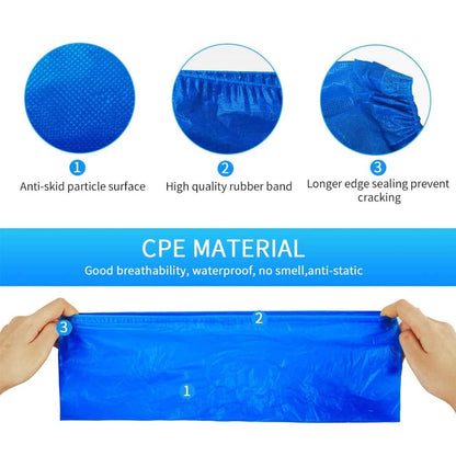 SKY-TOUCH 200 Pack/100 Pair Disposable Shoes Covers Boot Cover Waterproof, Dust-proof, Non-slip Recyclable Shoe Booties, One Size Fit Most, Protect Your Shoes, Carpets and Floors, Blue