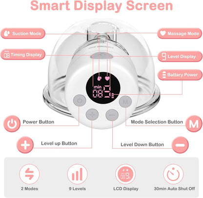 SKY-TOUCH Wearable Breast Pump, Hands Free Electric Pump, Portable Breast Pump with 2 Mode & 9 Levels, LCD Display, 24mm Flange, 1 Pack - White