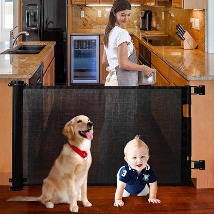 SKY-TOUCH Retractable Baby Safety Gate (180 x 86 cm Mesh Pet Gate) – Drill-Mount Installation, Adjustable Width Suitable for Stairs, Doorways, and Hallways, White