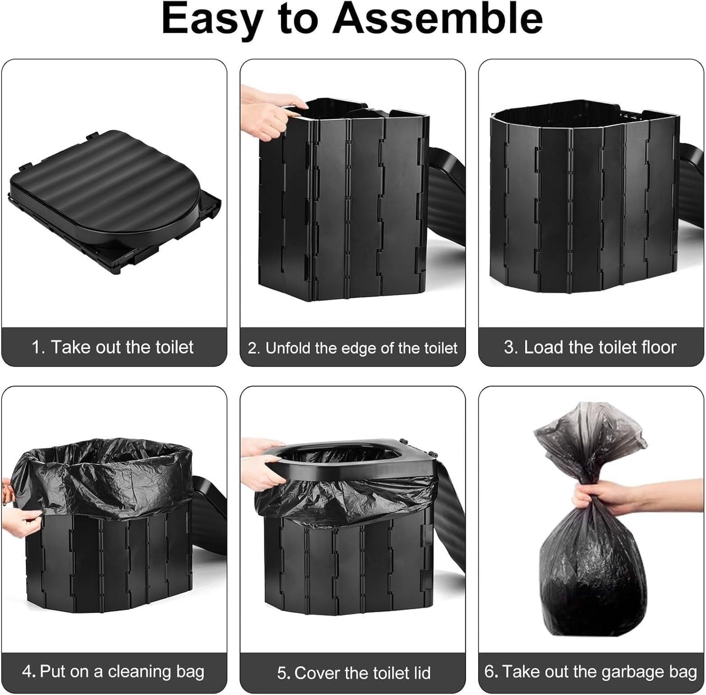 SKY-TOUCH Portable Camping Toilet, Foldable Travel Commode for Adults, Hiking, Road Trips, Beach, Emergency Use, Lightweight, Eco-Friendly