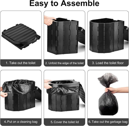 SKY-TOUCH Portable Camping Toilet, Foldable Travel Commode for Adults, Hiking, Road Trips, Beach, Emergency Use, Lightweight, Eco-Friendly