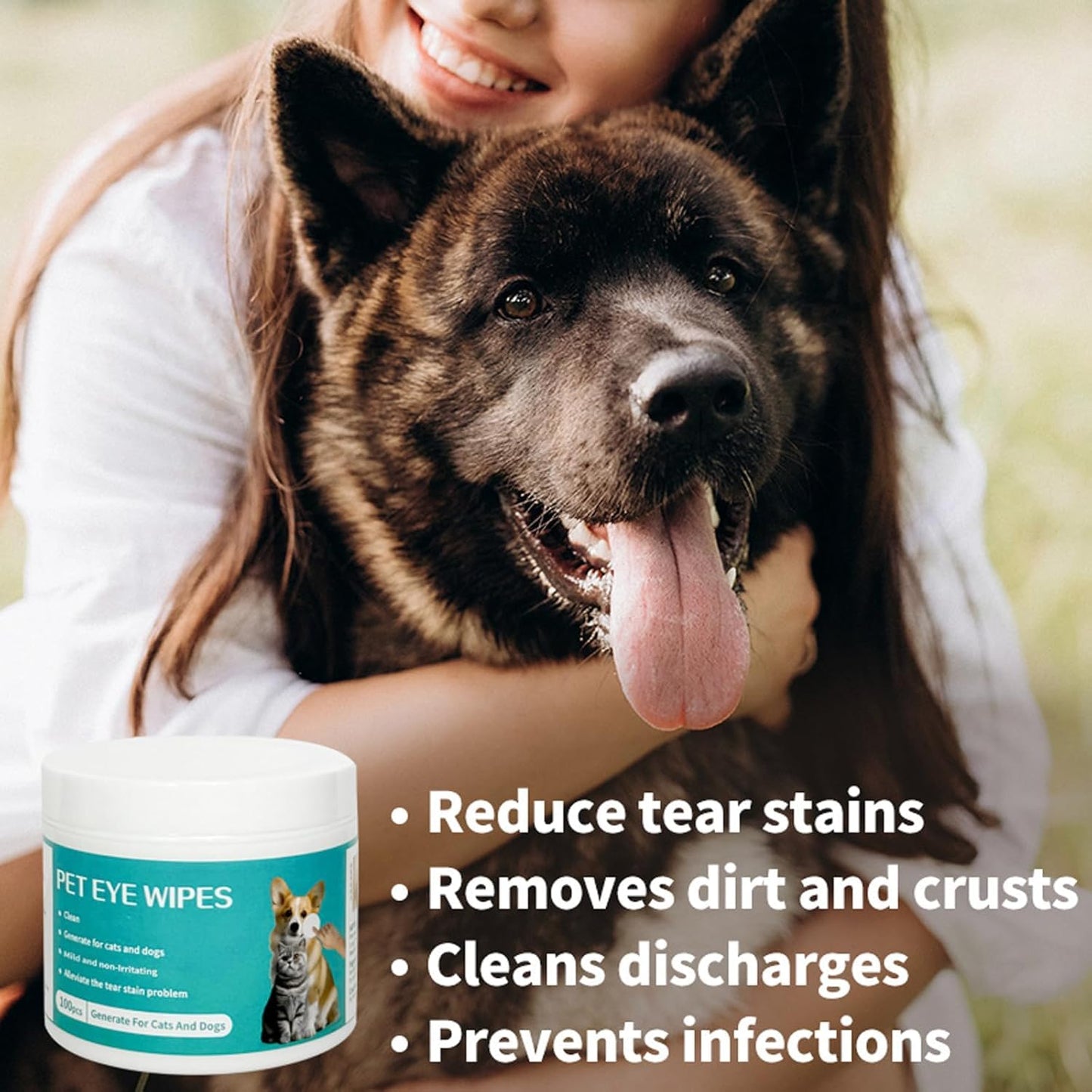 SKY-TOUCH Pet Eye Wipes,Pet Cleaning Wipes, soft and gentle, specially designed for cleaning pets' eyes. Sterile formula effectively removes eye dirt. Suitable for cats and dogs 100pcs