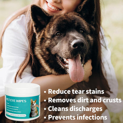 SKY-TOUCH Pet Eye Wipes,Pet Cleaning Wipes, soft and gentle, specially designed for cleaning pets' eyes. Sterile formula effectively removes eye dirt. Suitable for cats and dogs 100pcs