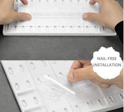 SKY-TOUCH Modular Pegboard Wall Organizer Kit - 2 Pegboards, 10 Accessories, No Drill Installation, Space-Saving Storage & Display for Kitchen, Office, Bathroom (White)