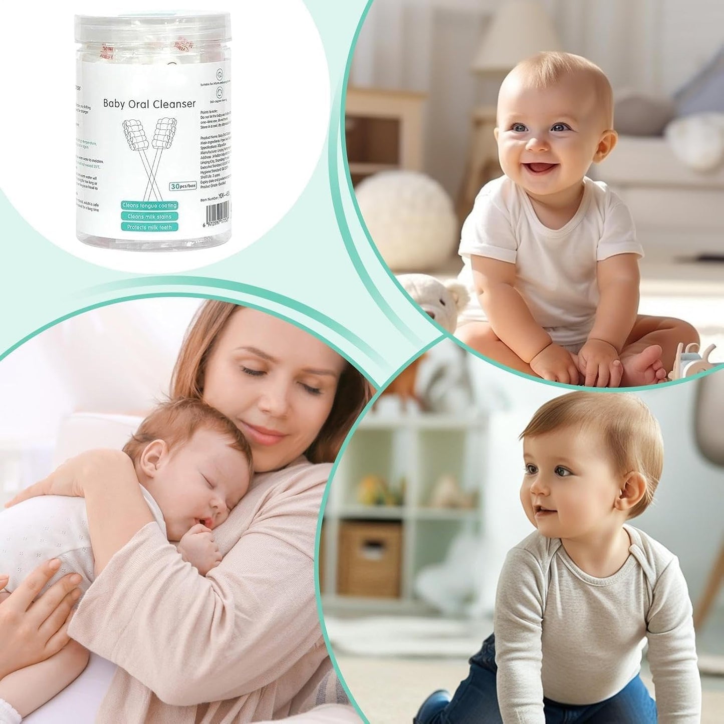 SKY-TOUCH 30PCS Baby Oral Cleaner, Newborn Tongue Cleaner, Soft Gauze Toothbrush, Suitable for Babies Aged 0-36 Months