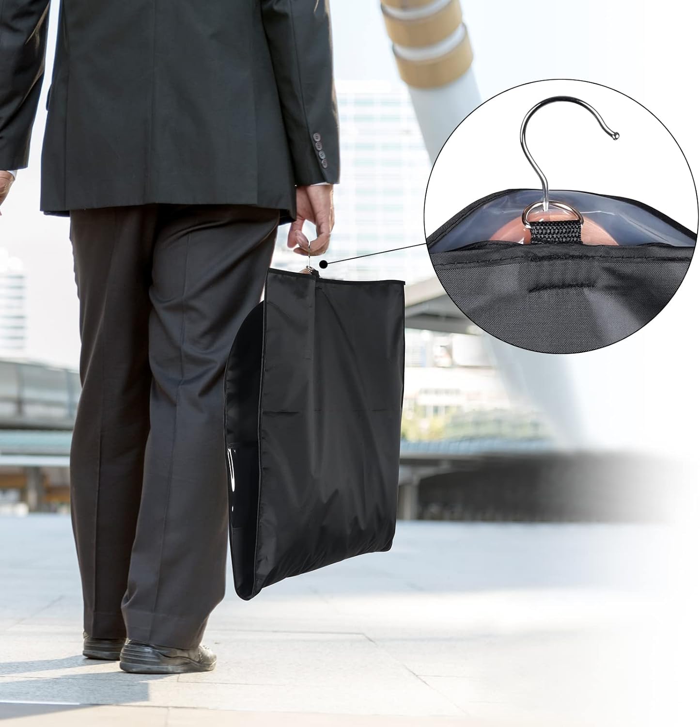 SKY-TOUCH 6 Pack Dress Garment Bags for Hanging Clothes, PEVA Coat & Gown Covers, Dustproof, Waterproof, with Clear PVC Windows, Black, 60-Inch, Home & Travel Clothing Protector