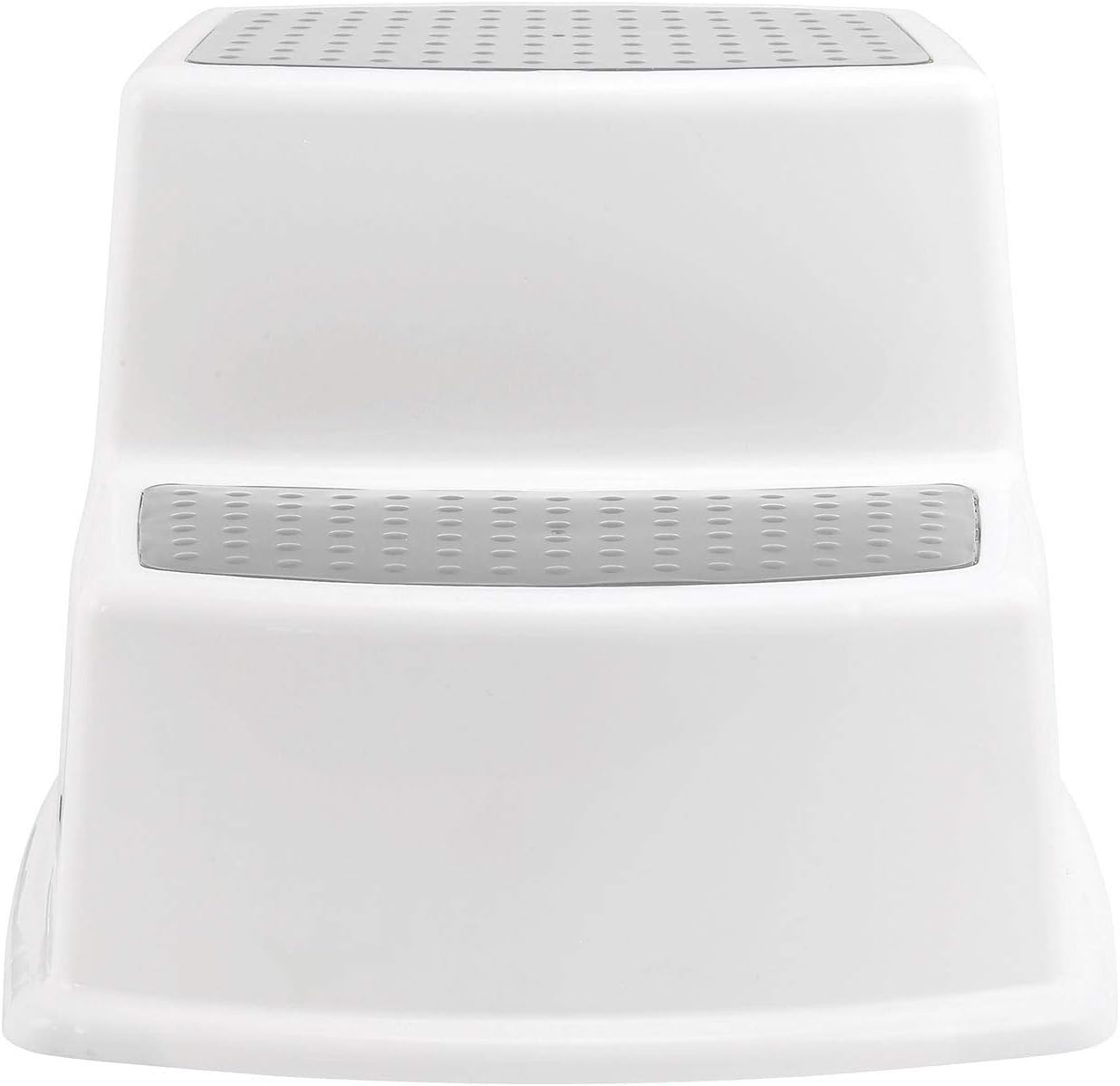 SKY-TOUCH Toddler Step Stool for Bathroom Sink and Toilet Potty Training, Non-Slip Plastic Double up Stepping for Baby Kids, Grey White 30.9x33.5x22.9cm