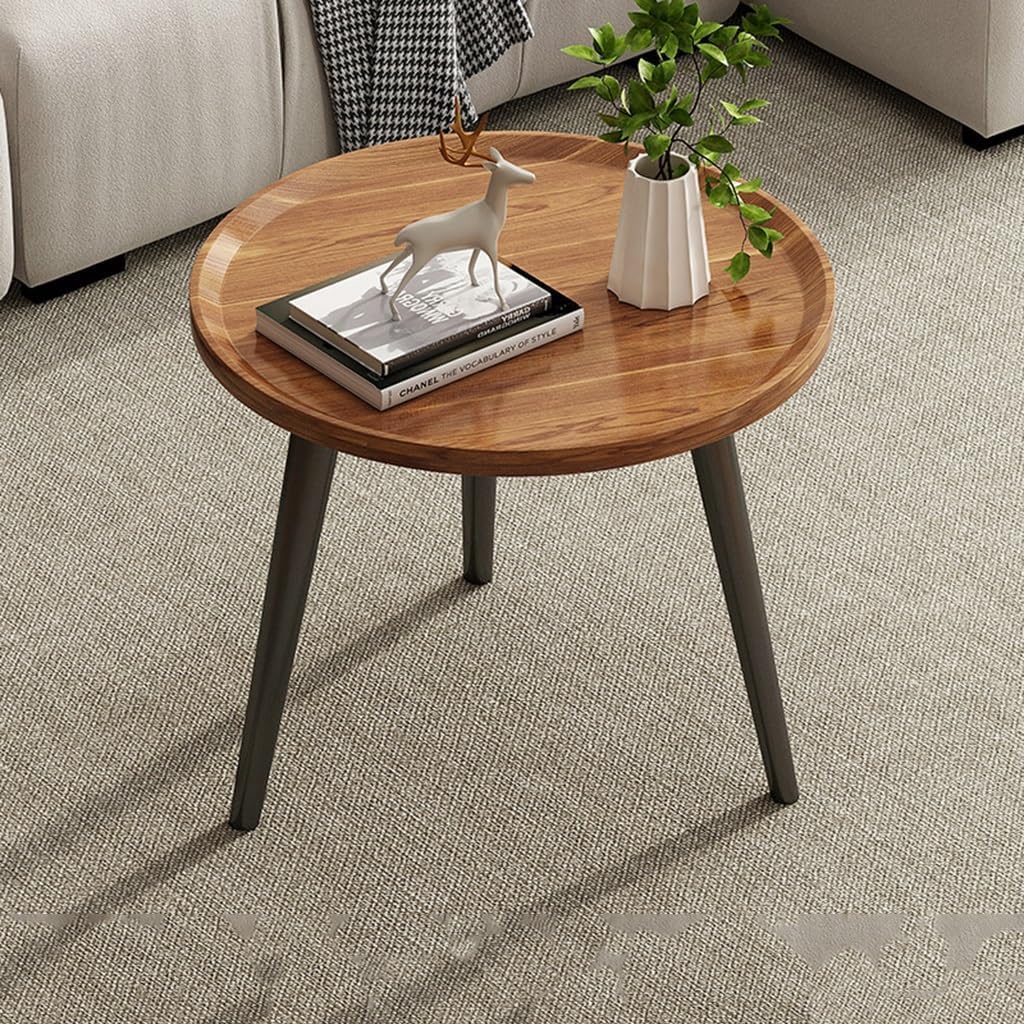 SKY-TOUCH Wooden Coffee Table Set – Modern Style Side Tables; Features Spacious Tabletops And Non-slip Tray Designs, With Steel Frames And Wooden Structures 50 x 50 x 47.5 cm & 80 x 55 x 38 cm