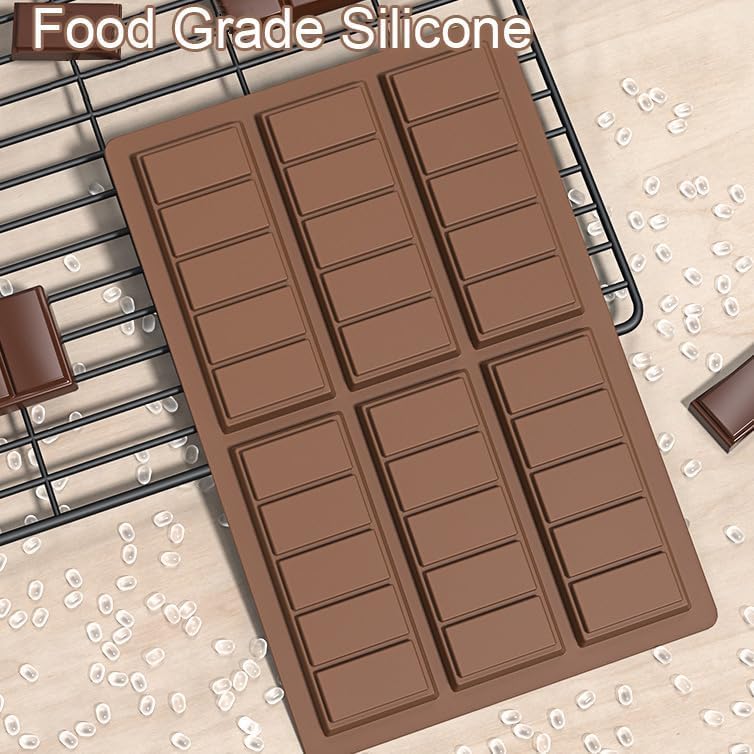 SKY-TOUCH 2 Packs Silicone Chocolate Molds, Food-Grade Rectangle Molds for Chocolate,Sweet, Wax Melts & More, BPA-Free, Heat & Freeze Safe