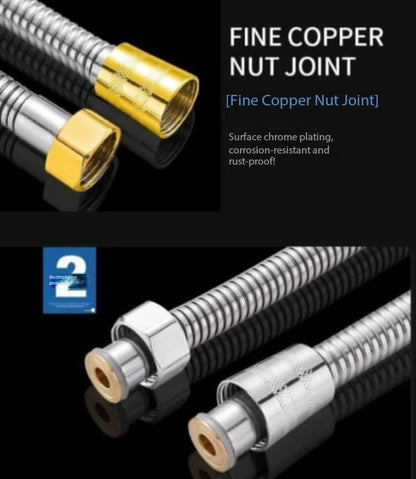 SKY-TOUCH 1.2M Stainless Steel Water Pipe, Durable Anti-Corrosion Flexible Hose with Copper Nut, Anti-Leakage and Pressure Resistant, Easy Installation