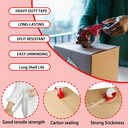 SKY-TOUCH Clear Packing Tape 6 Rolls with Free Dispenser, 4.8cm x 60Y, BOPP Tape, 45mic Thickness, Strong and Durable for Shipping, Moving, Office & Storage
