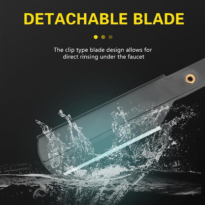 SKY-TOUCH Men's Straight Razor Set, Professional Straight Razor, 10 Replaceable Stainless Steel Blades, Includes Leather Case, Professional Barber Razor, Close Shave, 100% Stainless Steel, Black