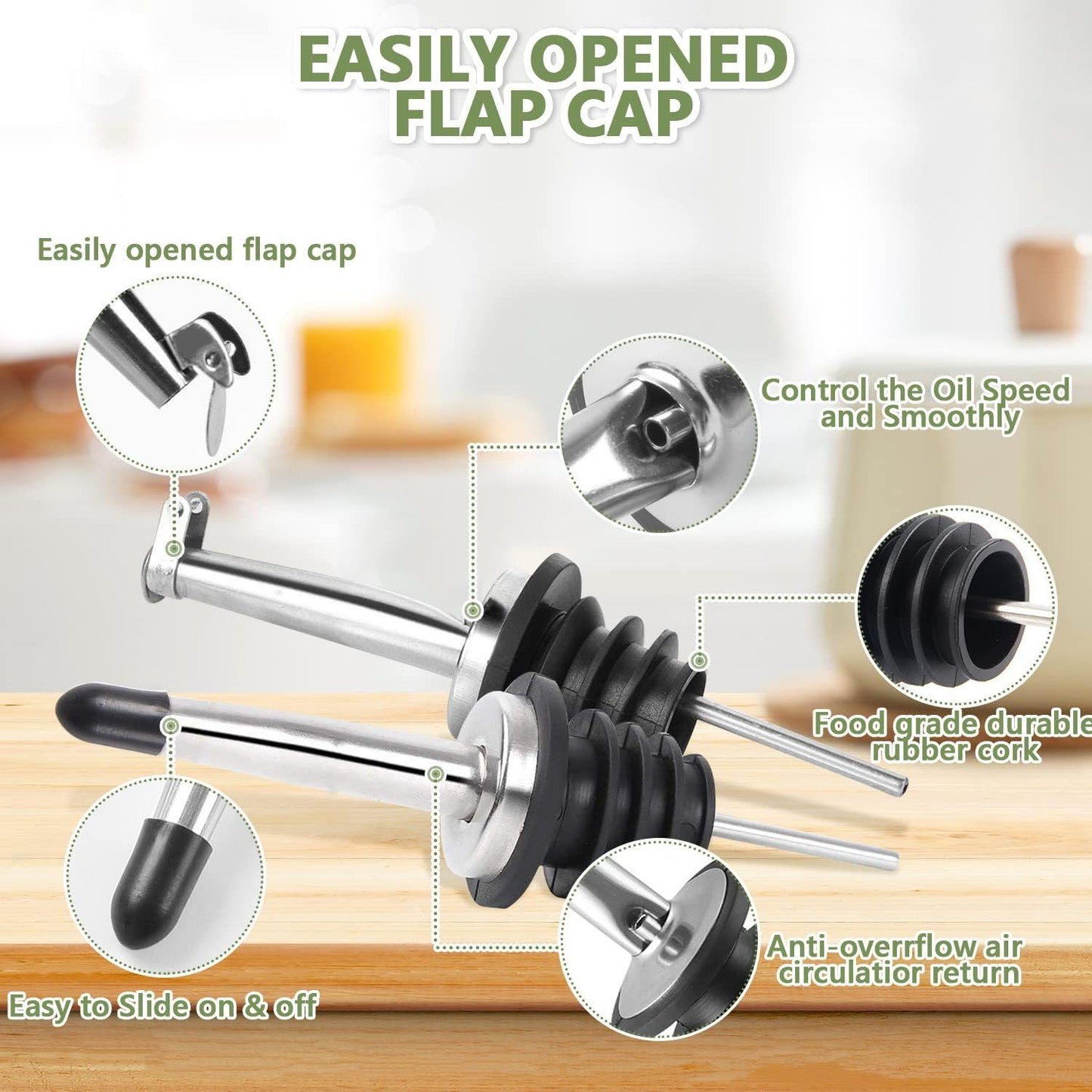 SKY-TOUCH 2 Pcs Oil Dispenser Bottles, 500ml Glass Olive Oil Dispenser Bottle and Vinegar Dispenser Set with Pourers, Funnel and Labels